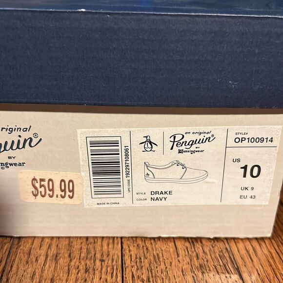 Original Penguin by Munsingwear  NEW W BOX men’s navy canvas and leather size 10 - Picture 2 of 7
